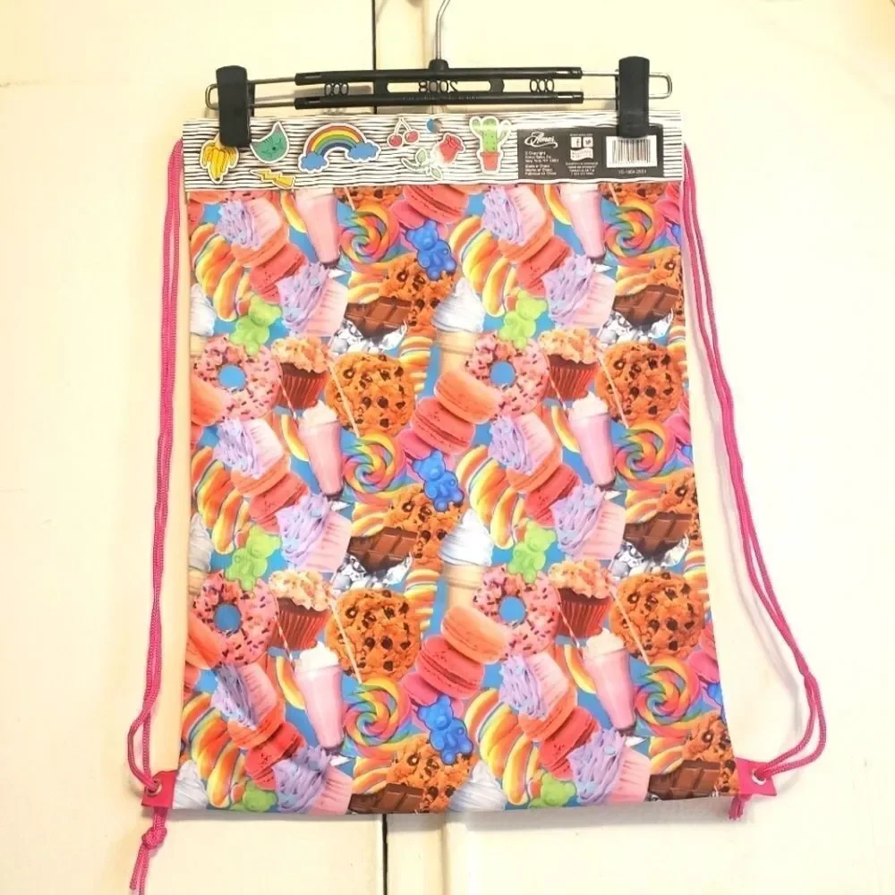 Pink cupcake drawstring backpack